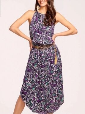 NWT Ramy Brook Designer Audrey Butterfly Print Sleeveless Purple Midi Dress Sz S